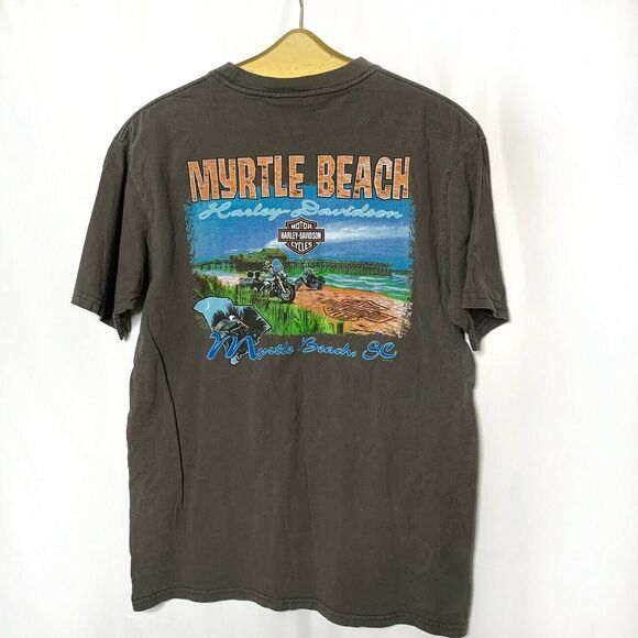 HARLEY DAVIDSON Myrtle Beach SC brown T-Shirt Sz Large short sleeve - Picture 2 of 6